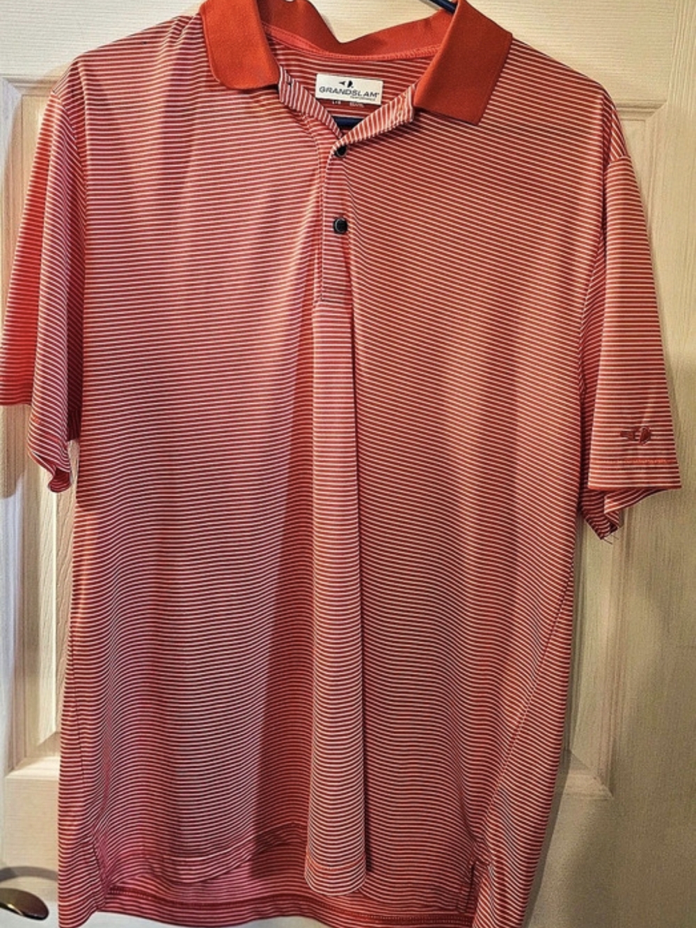 Grand Slam Striped Polo Orange & White Large
